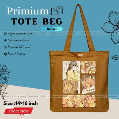 Buy Premium Tote Bag with Zipper Canvas Tote Bag for Women Trendy Shopping Bag / College Bag / University Bag Tote Bag, Canvas Bag with Zipper  at Best Price In Bangladesh