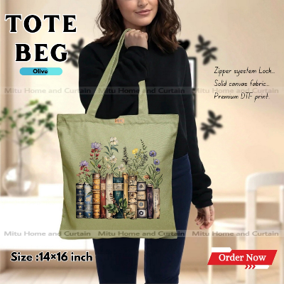 Buy Premium Tote Bag with Zipper Canvas Tote Bag for Women Trendy Shopping Bag / College Bag / University Bag Tote Bag, Canvas Bag with Zipper  at Best Price In Bangladesh