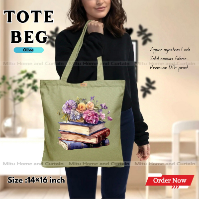 Buy Premium Tote Bag with Zipper Canvas Tote Bag for Women Trendy Shopping Bag / College Bag / University Bag Tote Bag, Canvas Bag with Zipper  at Best Price In Bangladesh