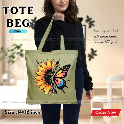 Buy Premium Tote Bag with Zipper Canvas Tote Bag for Women Trendy Shopping Bag / College Bag / University Bag Tote Bag, Canvas Bag with Zipper  at Best Price In Bangladesh