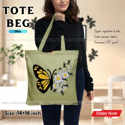 Buy Premium Tote Bag with Zipper Canvas Tote Bag for Women Trendy Shopping Bag / College Bag / University Bag Tote Bag, Canvas Bag with Zipper  at Best Price In Bangladesh