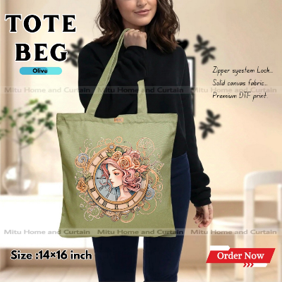 Buy Premium Tote Bag with Zipper Canvas Tote Bag for Women Trendy Shopping Bag / College Bag / University Bag Tote Bag, Canvas Bag with Zipper  at Best Price In Bangladesh