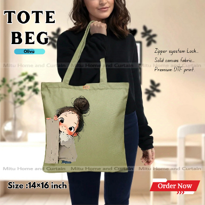 Buy Premium Tote Bag with Zipper Canvas Tote Bag for Women Trendy Shopping Bag / College Bag / University Bag Tote Bag, Canvas Bag with Zipper  at Best Price In Bangladesh