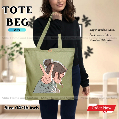 Buy Premium Tote Bag with Zipper Canvas Tote Bag for Women Trendy Shopping Bag / College Bag / University Bag Tote Bag, Canvas Bag with Zipper  at Best Price In Bangladesh