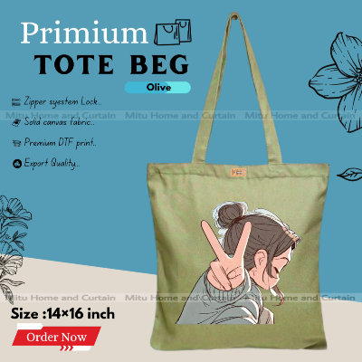 Buy Premium Tote Bag with Zipper Canvas Tote Bag for Women Trendy Shopping Bag / College Bag / University Bag Tote Bag, Canvas Bag with Zipper  at Best Price In Bangladesh