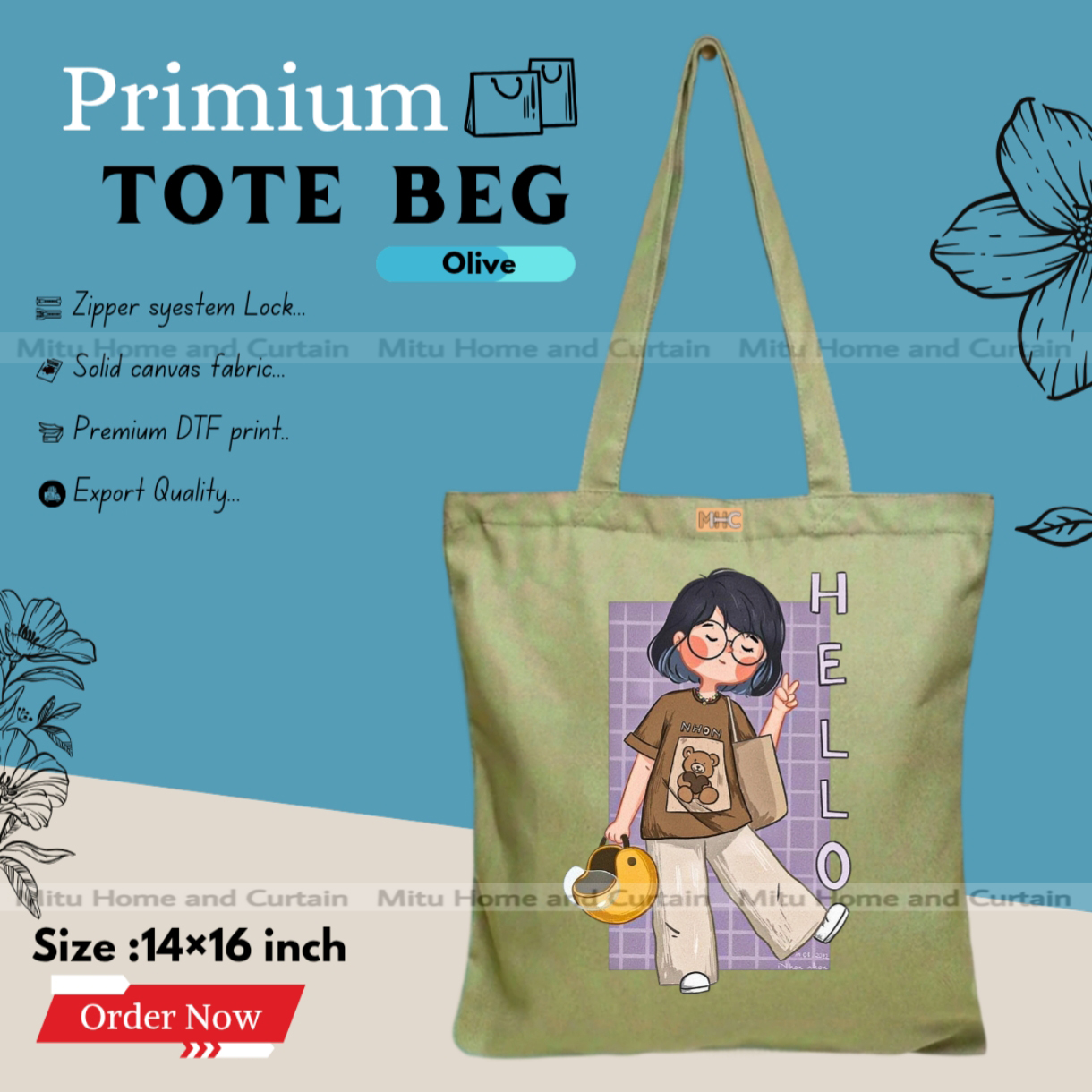 Buy Premium Tote Bag with Zipper Canvas Tote Bag for Women Trendy Shopping Bag / College Bag / University Bag Tote Bag, Canvas Bag with Zipper  at Best Price In Bangladesh