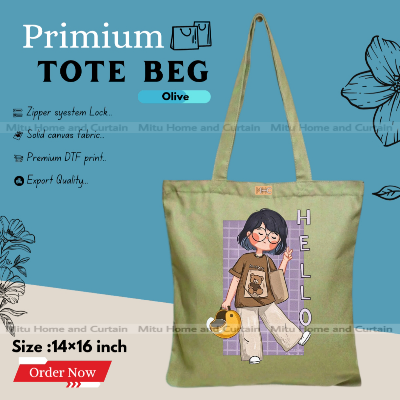 Buy Premium Tote Bag with Zipper Canvas Tote Bag for Women Trendy Shopping Bag / College Bag / University Bag Tote Bag, Canvas Bag with Zipper  at Best Price In Bangladesh