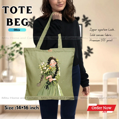 Buy Premium Tote Bag with Zipper Canvas Tote Bag for Women Trendy Shopping Bag / College Bag / University Bag Tote Bag, Canvas Bag with Zipper  at Best Price In Bangladesh