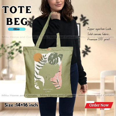 Buy Premium Tote Bag with Zipper Canvas Tote Bag for Women Trendy Shopping Bag / College Bag / University Bag Tote Bag, Canvas Bag with Zipper  at Best Price In Bangladesh