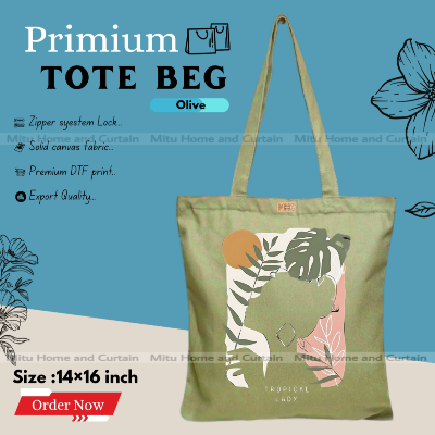 Buy Premium Tote Bag with Zipper Canvas Tote Bag for Women Trendy Shopping Bag / College Bag / University Bag Tote Bag, Canvas Bag with Zipper  at Best Price In Bangladesh