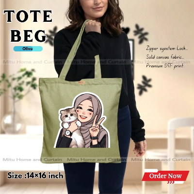 Buy Premium Tote Bag with Zipper Canvas Tote Bag for Women Trendy Shopping Bag / College Bag / University Bag Tote Bag, Canvas Bag with Zipper  at Best Price In Bangladesh