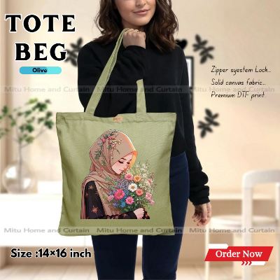 Buy Premium Tote Bag with Zipper Canvas Tote Bag for Women Trendy Shopping Bag / College Bag / University Bag Tote Bag, Canvas Bag with Zipper  at Best Price In Bangladesh