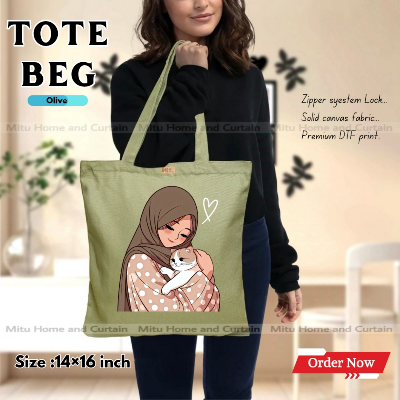 Buy Premium Tote Bag with Zipper Canvas Tote Bag for Women Trendy Shopping Bag / College Bag / University Bag Tote Bag, Canvas Bag with Zipper  at Best Price In Bangladesh