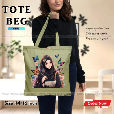 Buy Premium Tote Bag with Zipper Canvas Tote Bag for Women Trendy Shopping Bag / College Bag / University Bag Tote Bag, Canvas Bag with Zipper  at Best Price In Bangladesh