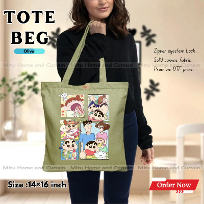 Buy Premium Tote Bag with Zipper Canvas Tote Bag for Women Trendy Shopping Bag / College Bag / University Bag Tote Bag, Canvas Bag with Zipper  at Best Price In Bangladesh