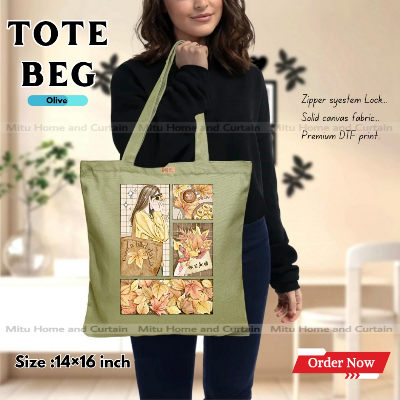 Buy Premium Tote Bag with Zipper Canvas Tote Bag for Women Trendy Shopping Bag / College Bag / University Bag Tote Bag, Canvas Bag with Zipper  at Best Price In Bangladesh