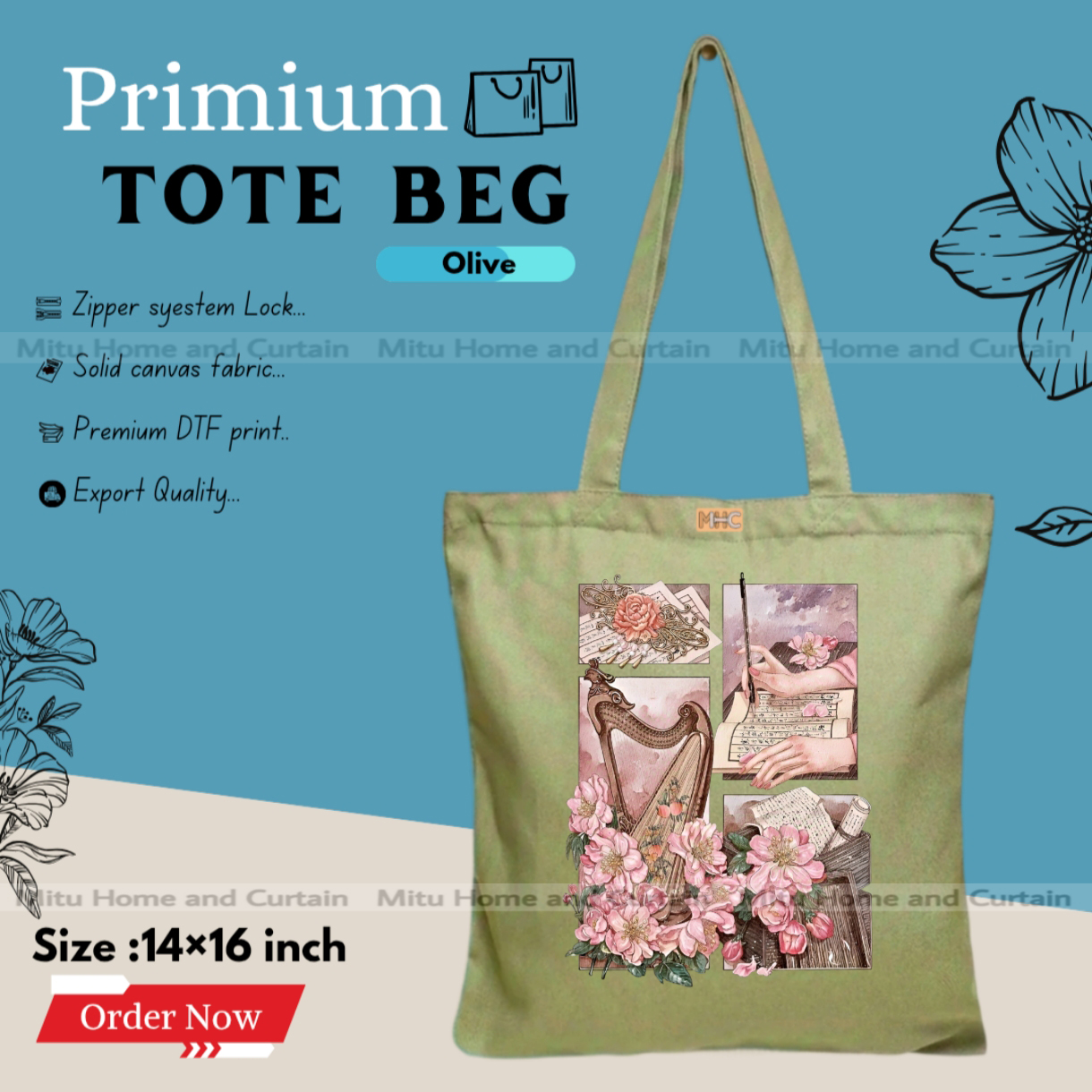 Buy Premium Tote Bag with Zipper Canvas Tote Bag for Women Trendy Shopping Bag / College Bag / University Bag Tote Bag, Canvas Bag with Zipper  at Best Price In Bangladesh