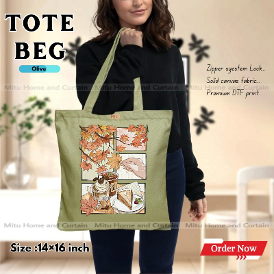 Buy Premium Tote Bag with Zipper Canvas Tote Bag for Women Trendy Shopping Bag / College Bag / University Bag Tote Bag, Canvas Bag with Zipper  at Best Price In Bangladesh