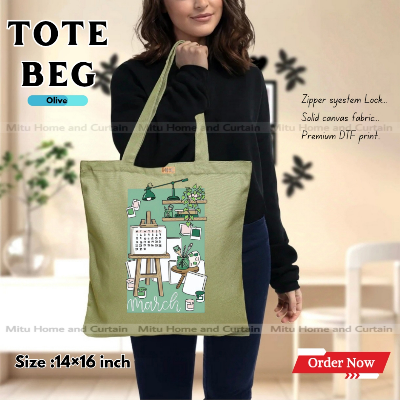 Buy Premium Tote Bag with Zipper Canvas Tote Bag for Women Trendy Shopping Bag / College Bag / University Bag Tote Bag, Canvas Bag with Zipper  at Best Price In Bangladesh
