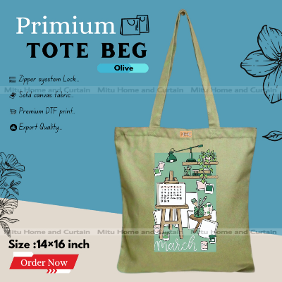 Buy Premium Tote Bag with Zipper Canvas Tote Bag for Women Trendy Shopping Bag / College Bag / University Bag Tote Bag, Canvas Bag with Zipper  at Best Price In Bangladesh