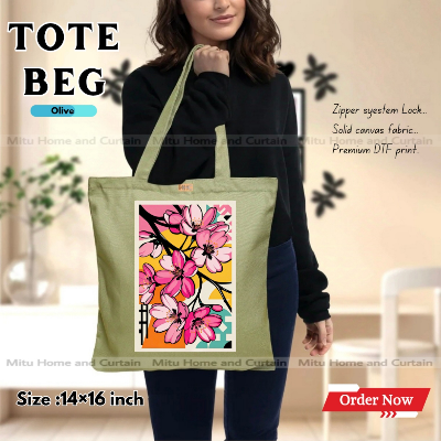 Buy Premium Tote Bag with Zipper Canvas Tote Bag for Women Trendy Shopping Bag / College Bag / University Bag Tote Bag, Canvas Bag with Zipper  at Best Price In Bangladesh