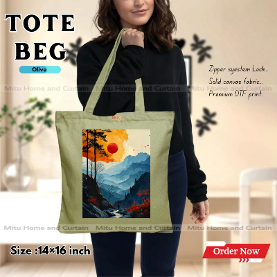 Buy Premium Tote Bag with Zipper Canvas Tote Bag for Women Trendy Shopping Bag / College Bag / University Bag Tote Bag, Canvas Bag with Zipper  at Best Price In Bangladesh