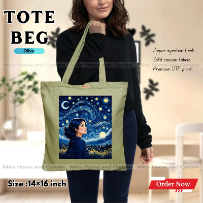 Buy Premium Tote Bag with Zipper Canvas Tote Bag for Women Trendy Shopping Bag / College Bag / University Bag Tote Bag, Canvas Bag with Zipper  at Best Price In Bangladesh