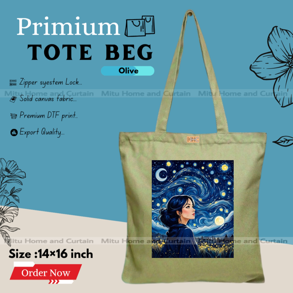 Buy Premium Tote Bag with Zipper Canvas Tote Bag for Women Trendy Shopping Bag / College Bag / University Bag Tote Bag, Canvas Bag with Zipper  at Best Price In Bangladesh