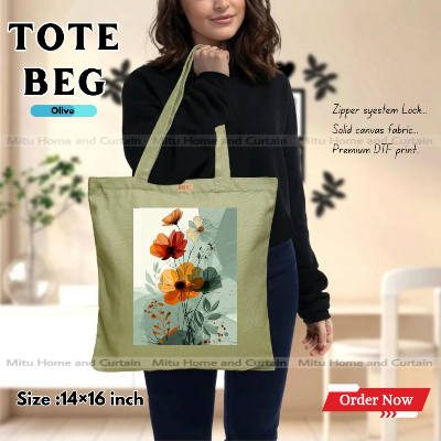 Buy Premium Tote Bag with Zipper Canvas Tote Bag for Women Trendy Shopping Bag / College Bag / University Bag Tote Bag, Canvas Bag with Zipper  at Best Price In Bangladesh