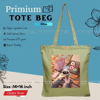 Buy Premium Tote Bag with Zipper Canvas Tote Bag for Women Trendy Shopping Bag / College Bag / University Bag Tote Bag, Canvas Bag with Zipper  at Best Price In Bangladesh
