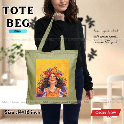Buy Premium Tote Bag with Zipper Canvas Tote Bag for Women Trendy Shopping Bag / College Bag / University Bag Tote Bag, Canvas Bag with Zipper  at Best Price In Bangladesh