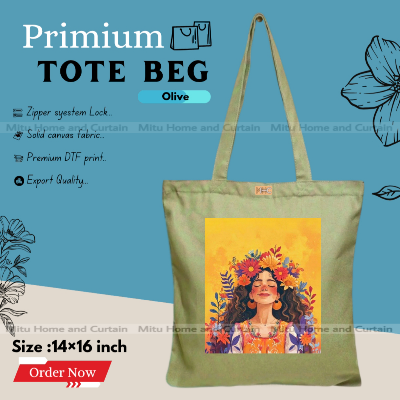 Buy Premium Tote Bag with Zipper Canvas Tote Bag for Women Trendy Shopping Bag / College Bag / University Bag Tote Bag, Canvas Bag with Zipper  at Best Price In Bangladesh