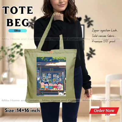 Buy Premium Tote Bag with Zipper Canvas Tote Bag for Women Trendy Shopping Bag / College Bag / University Bag Tote Bag, Canvas Bag with Zipper  at Best Price In Bangladesh