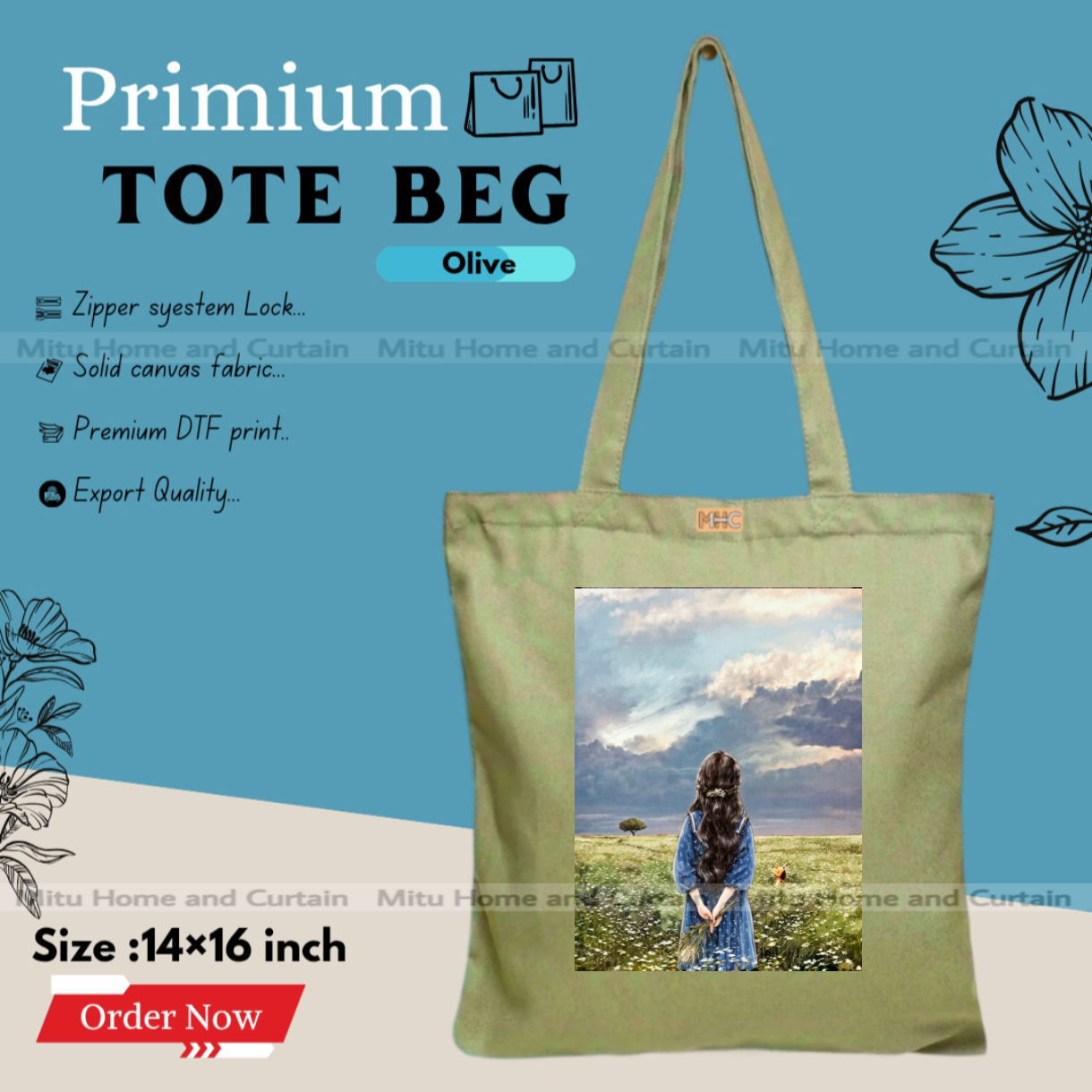 Buy Premium Tote Bag with Zipper Canvas Tote Bag for Women Trendy Shopping Bag / College Bag / University Bag Tote Bag, Canvas Bag with Zipper  at Best Price In Bangladesh