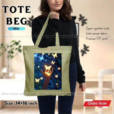 Buy Premium Tote Bag with Zipper Canvas Tote Bag for Women Trendy Shopping Bag / College Bag / University Bag Tote Bag, Canvas Bag with Zipper  at Best Price In Bangladesh