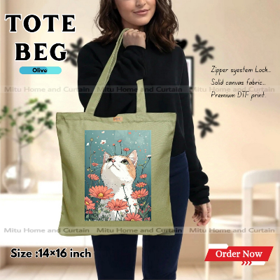 Buy Premium Tote Bag with Zipper Canvas Tote Bag for Women Trendy Shopping Bag / College Bag / University Bag Tote Bag, Canvas Bag with Zipper  at Best Price In Bangladesh