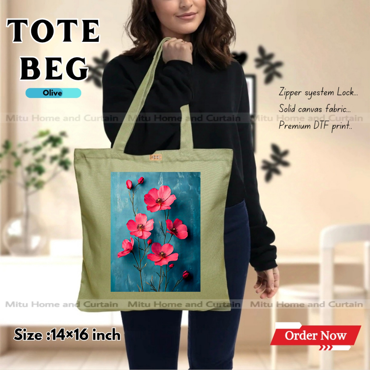 Buy Premium Tote Bag with Zipper Canvas Tote Bag for Women Trendy Shopping Bag / College Bag / University Bag Tote Bag, Canvas Bag with Zipper  at Best Price In Bangladesh
