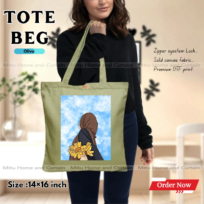 Buy Premium Tote Bag with Zipper Canvas Tote Bag for Women Trendy Shopping Bag / College Bag / University Bag Tote Bag, Canvas Bag with Zipper  at Best Price In Bangladesh