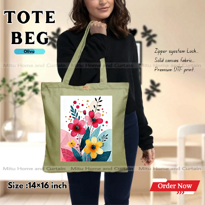 Buy Premium Tote Bag with Zipper Canvas Tote Bag for Women Trendy Shopping Bag / College Bag / University Bag Tote Bag, Canvas Bag with Zipper  at Best Price In Bangladesh