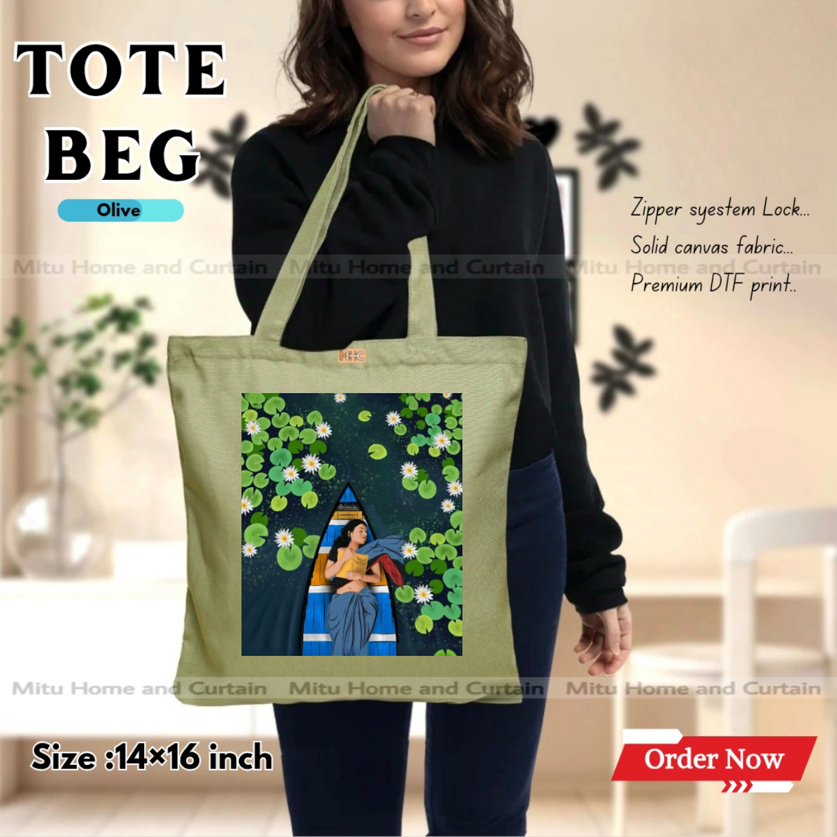 Buy Premium Tote Bag with Zipper Canvas Tote Bag for Women Trendy Shopping Bag / College Bag / University Bag Tote Bag, Canvas Bag with Zipper  at Best Price In Bangladesh