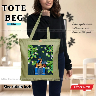 Buy Premium Tote Bag with Zipper Canvas Tote Bag for Women Trendy Shopping Bag / College Bag / University Bag Tote Bag, Canvas Bag with Zipper  at Best Price In Bangladesh