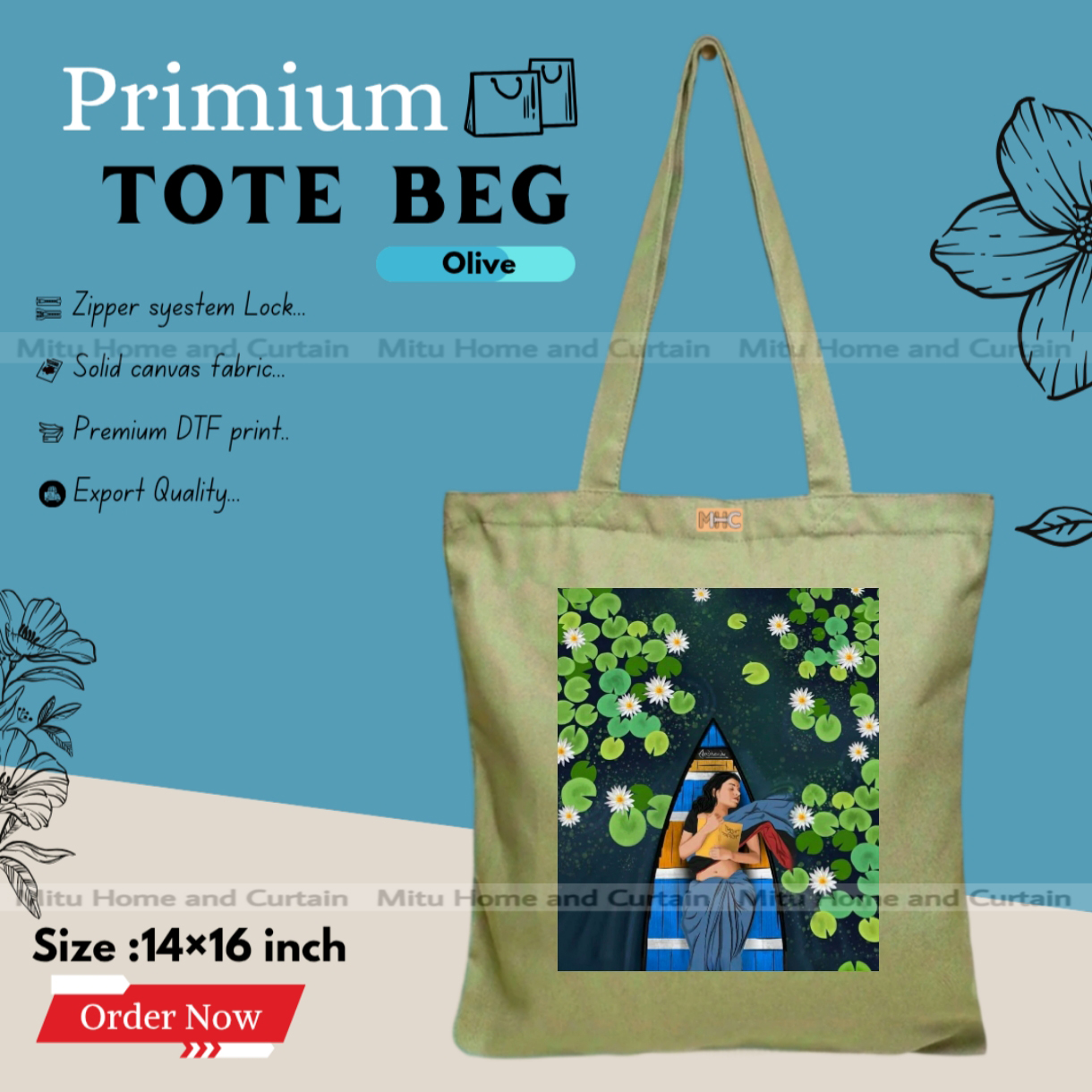 Buy Premium Tote Bag with Zipper Canvas Tote Bag for Women Trendy Shopping Bag / College Bag / University Bag Tote Bag, Canvas Bag with Zipper  at Best Price In Bangladesh