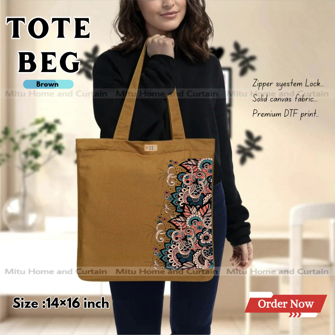 Buy Premium Tote Bag with Zipper Canvas Tote Bag for Women Trendy Shopping Bag / College Bag / University Bag Tote Bag, Canvas Bag with Zipper  at Best Price In Bangladesh