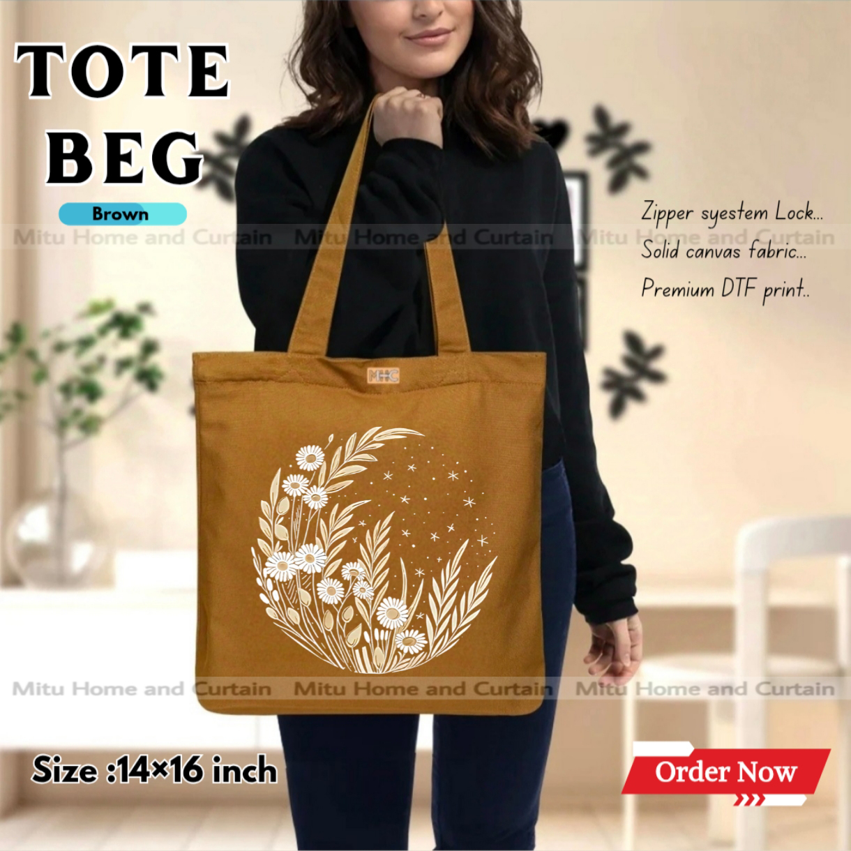 Buy Premium Tote Bag with Zipper Canvas Tote Bag for Women Trendy Shopping Bag / College Bag / University Bag Tote Bag, Canvas Bag with Zipper  at Best Price In Bangladesh