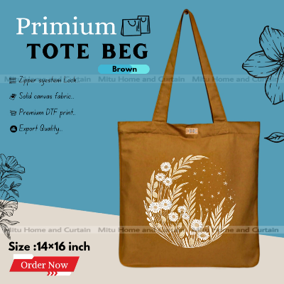 Buy Premium Tote Bag with Zipper Canvas Tote Bag for Women Trendy Shopping Bag / College Bag / University Bag Tote Bag, Canvas Bag with Zipper  at Best Price In Bangladesh