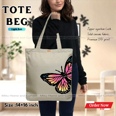 Buy Premium Tote Bag with Zipper Canvas Tote Bag for Women Trendy Shopping Bag / College Bag / University Bag Tote Bag, Canvas Bag with Zipper  at Best Price In Bangladesh