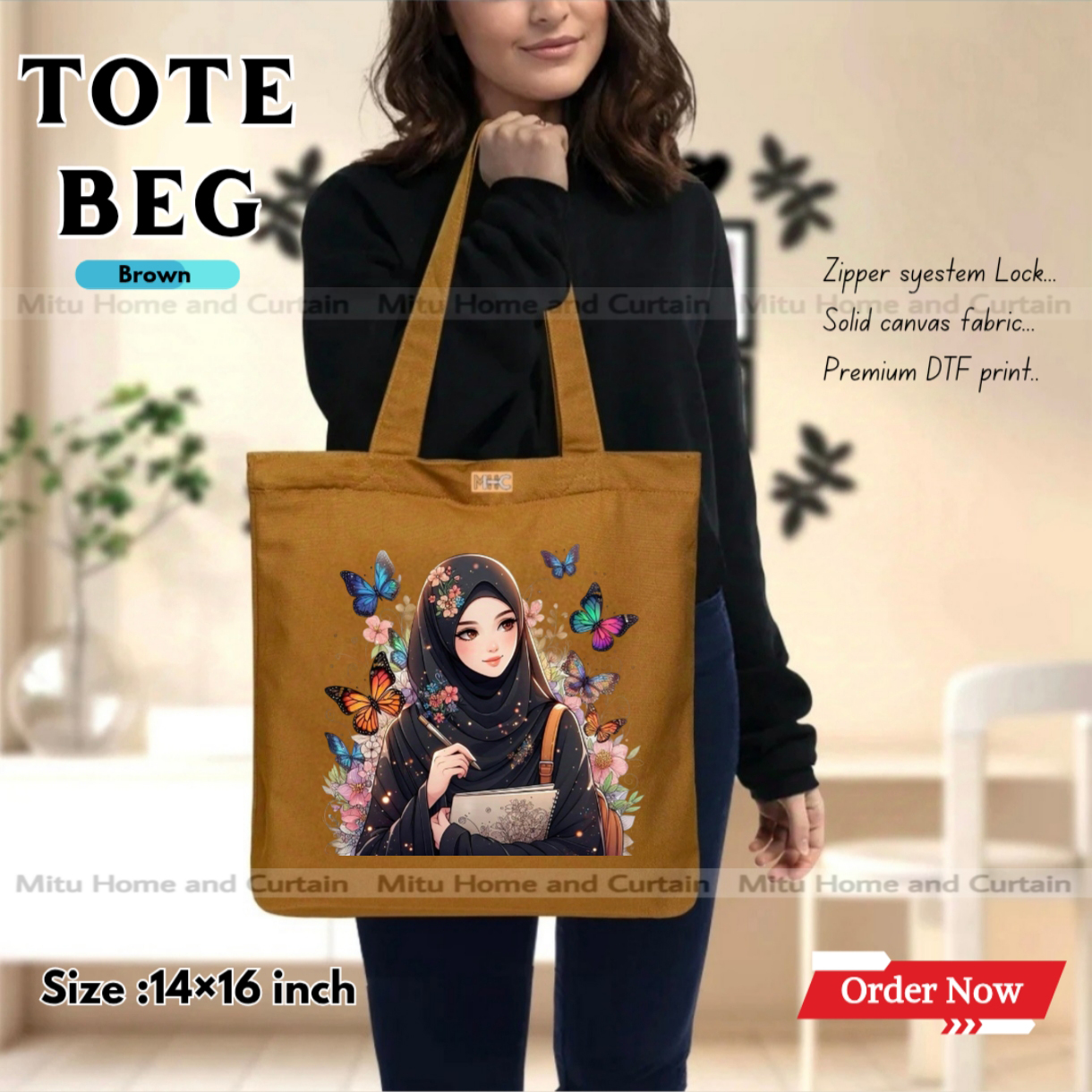 Buy Premium Tote Bag with Zipper Canvas Tote Bag for Women Trendy Shopping Bag / College Bag / University Bag Tote Bag, Canvas Bag with Zipper  at Best Price In Bangladesh