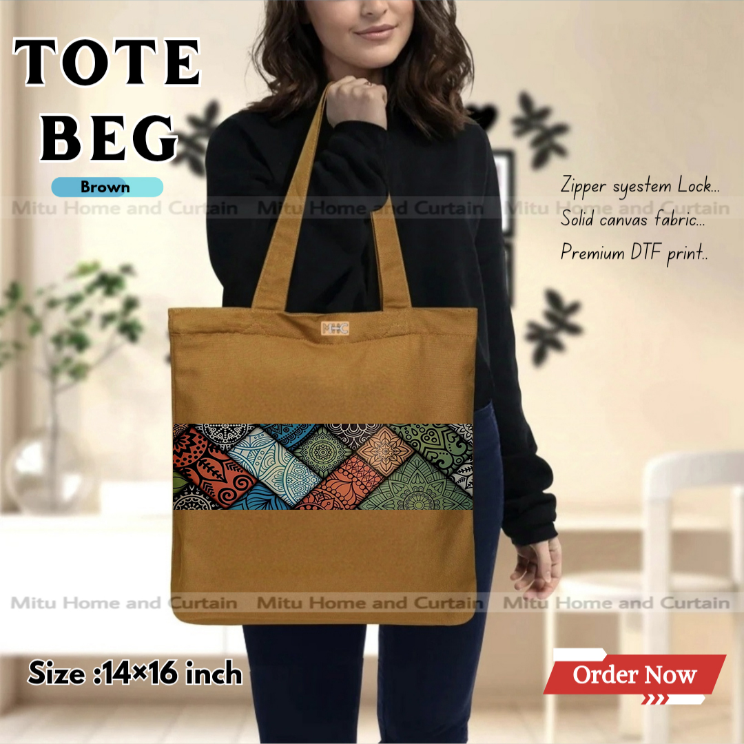 Buy Premium Tote Bag with Zipper Canvas Tote Bag for Women Trendy Shopping Bag / College Bag / University Bag Tote Bag, Canvas Bag with Zipper  at Best Price In Bangladesh