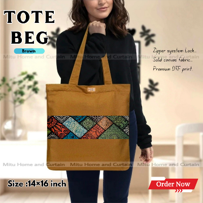 Buy Premium Tote Bag with Zipper Canvas Tote Bag for Women Trendy Shopping Bag / College Bag / University Bag Tote Bag, Canvas Bag with Zipper  at Best Price In Bangladesh