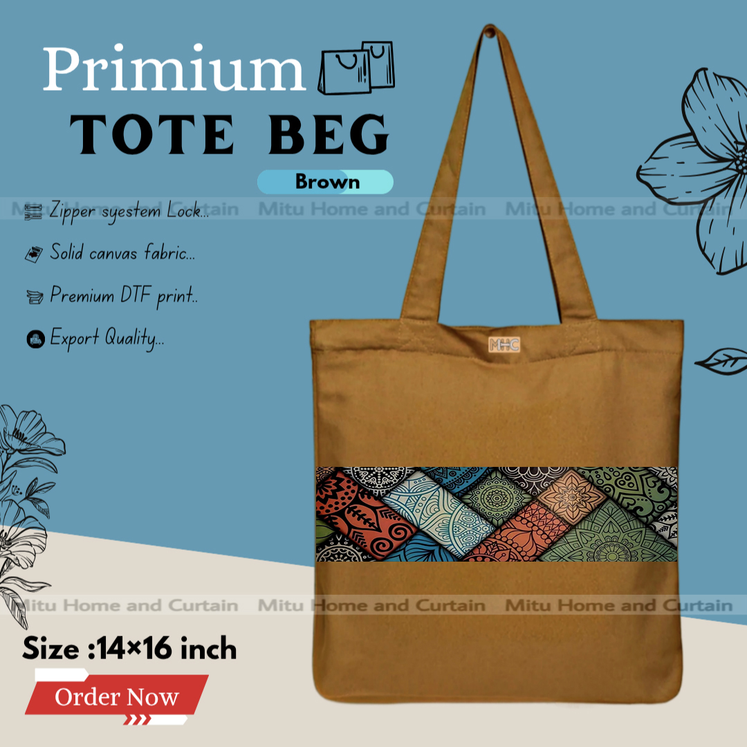 Buy Premium Tote Bag with Zipper Canvas Tote Bag for Women Trendy Shopping Bag / College Bag / University Bag Tote Bag, Canvas Bag with Zipper  at Best Price In Bangladesh